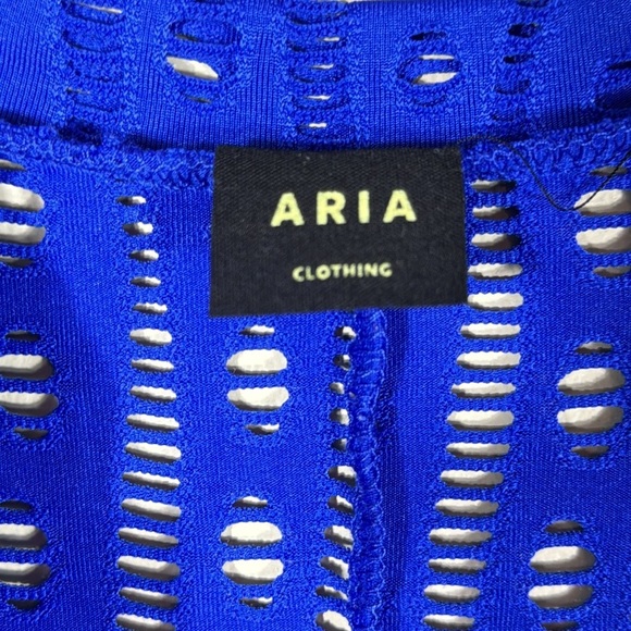 Aria Women's Zip Up Body con Hollow Romper Royal Blue Size Small - Picture 7 of 9